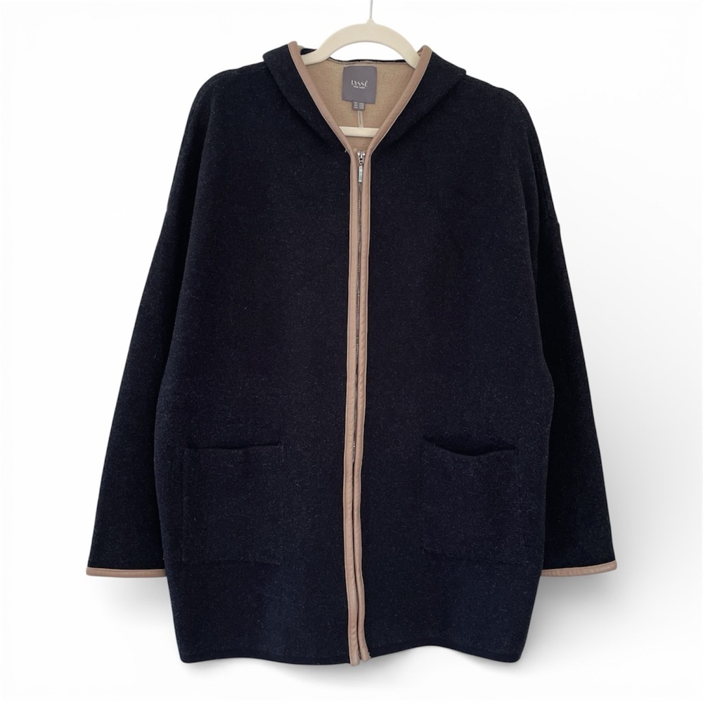 Lysse Thick Zip Up Jacket Knit Contrast Hooded Warm Modern Contemporary Winter M